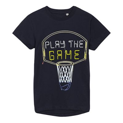 Boys' navy 'Play the game' basketball print t-shirt